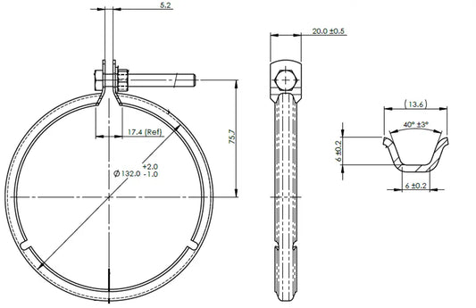 Fascetta a V Heavy Duty per Scania, ID=114.3 / L=20, ALU, E-line - 68867