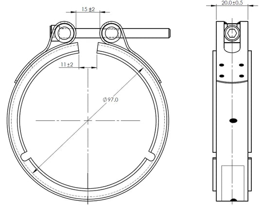 Fascetta a V Heavy Duty per Scania, Ø=76.1 / L=20, INOX - 68897