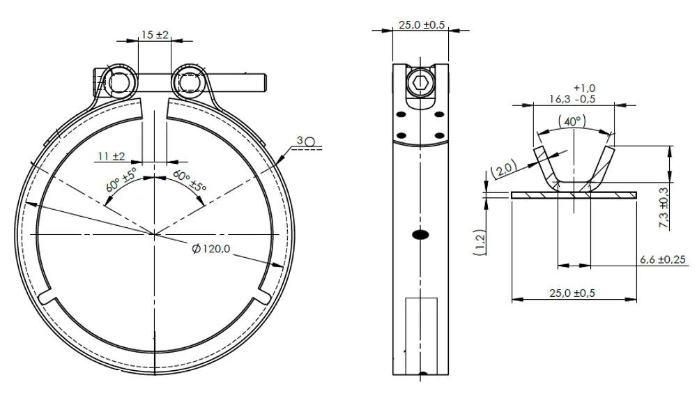 Fascetta a V Heavy Duty per Scania, Ø=101.6 / L=25, INOX - 68898