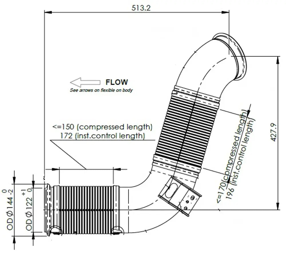 Tubo di scarico con flessibile, D2S+ per Scania - 6LA030