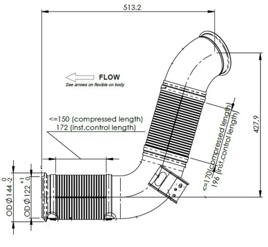 Tubo di scarico con flessibile, D2S+ per Scania - 6LA030