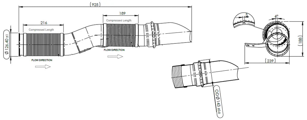 Tubo con flessibile per Scania - 6LA045