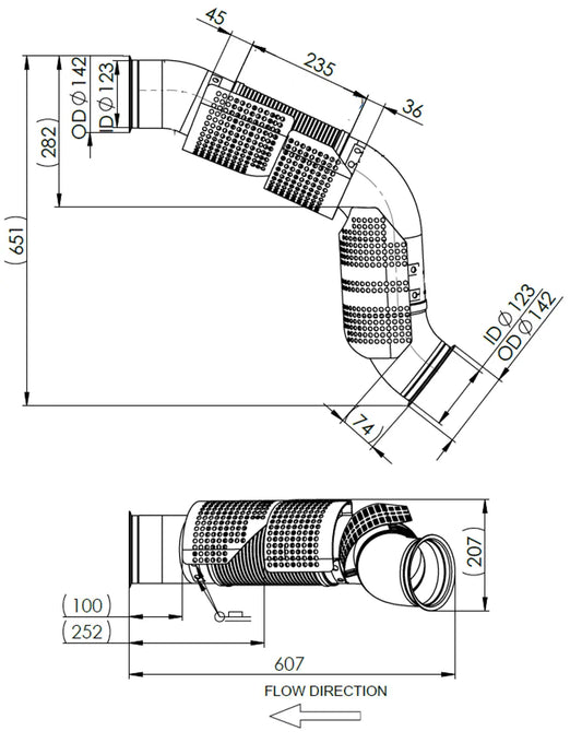Tubo di scarico con flessibile, D2S+ per Scania - 6LE007