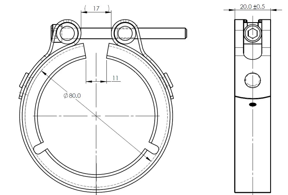Fascetta a V Heavy Duty per VW, Ø=80 / L=20, INOX - 74809