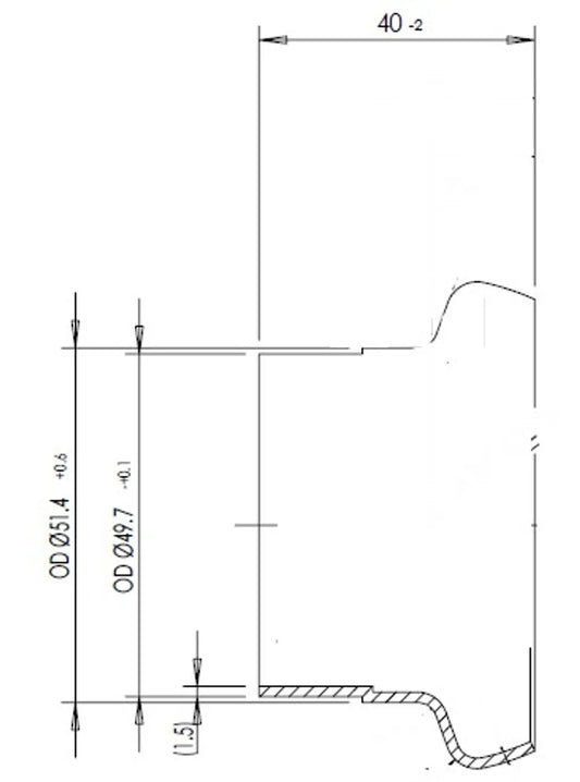 Raccordo tubo maschio per stile Mercedes, Ø=50 / L=40 mm, ALU - 78150