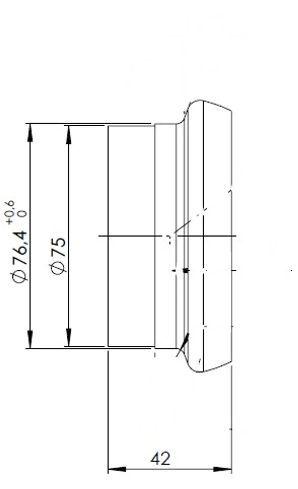 Raccordo tubo maschio per stile Mercedes, Ø=75 / L=42 mm, ALU - 78175