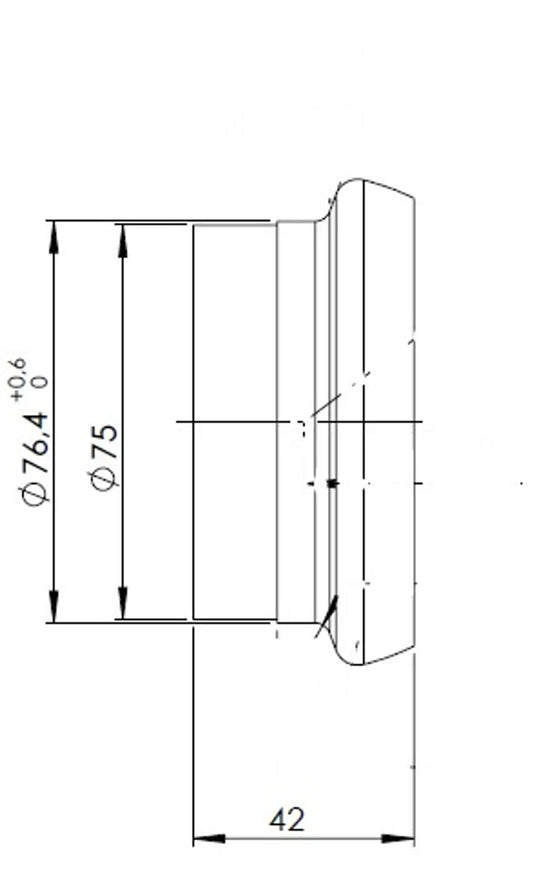 Raccordo tubo maschio per stile Mercedes, Ø=75 / L=42 mm, ALU - 78175