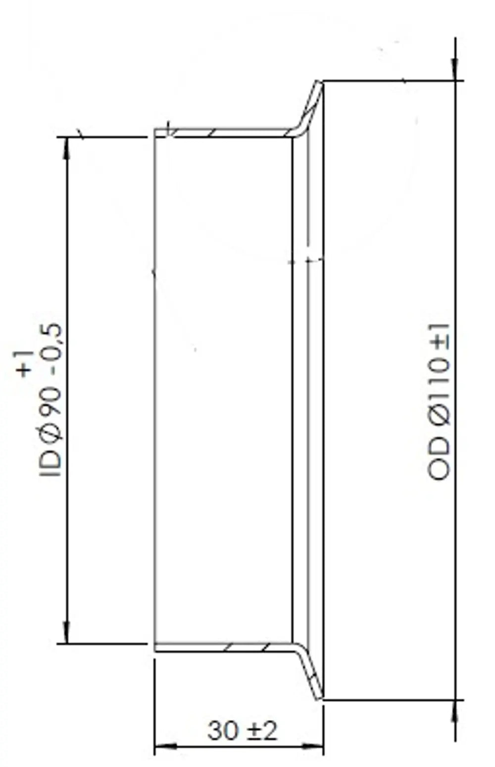 Raccordo tubo femmina per stile Volvo, Ø=90 / L=30 mm, ALU - 78191