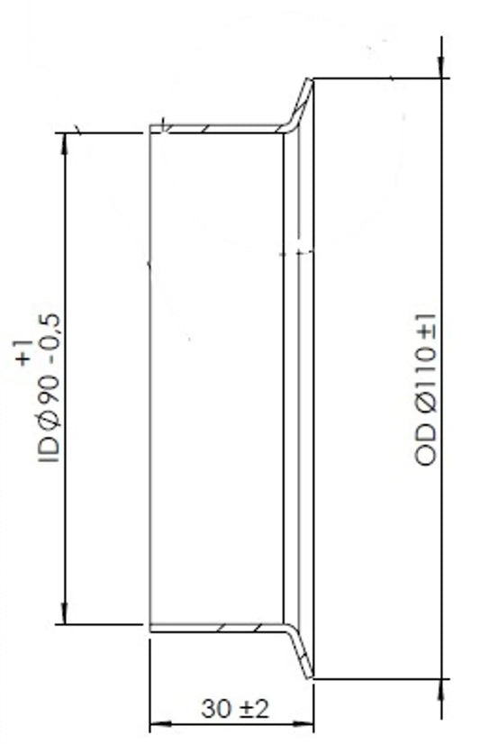 Raccordo tubo femmina per stile Volvo, Ø=90 / L=30 mm, ALU - 78191