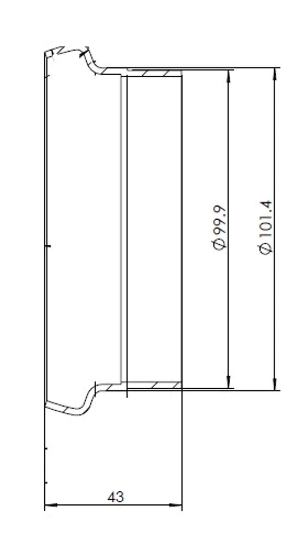 Raccordo tubo maschio per stile Mercedes, Ø=99.9 / L=43 mm, ALU - 78200