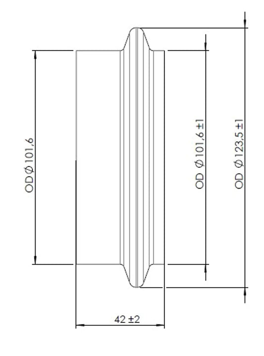 Raccordo tubo maschio per stile DAF,  Ø=101.6 / L=42 mm, ALU - 78201