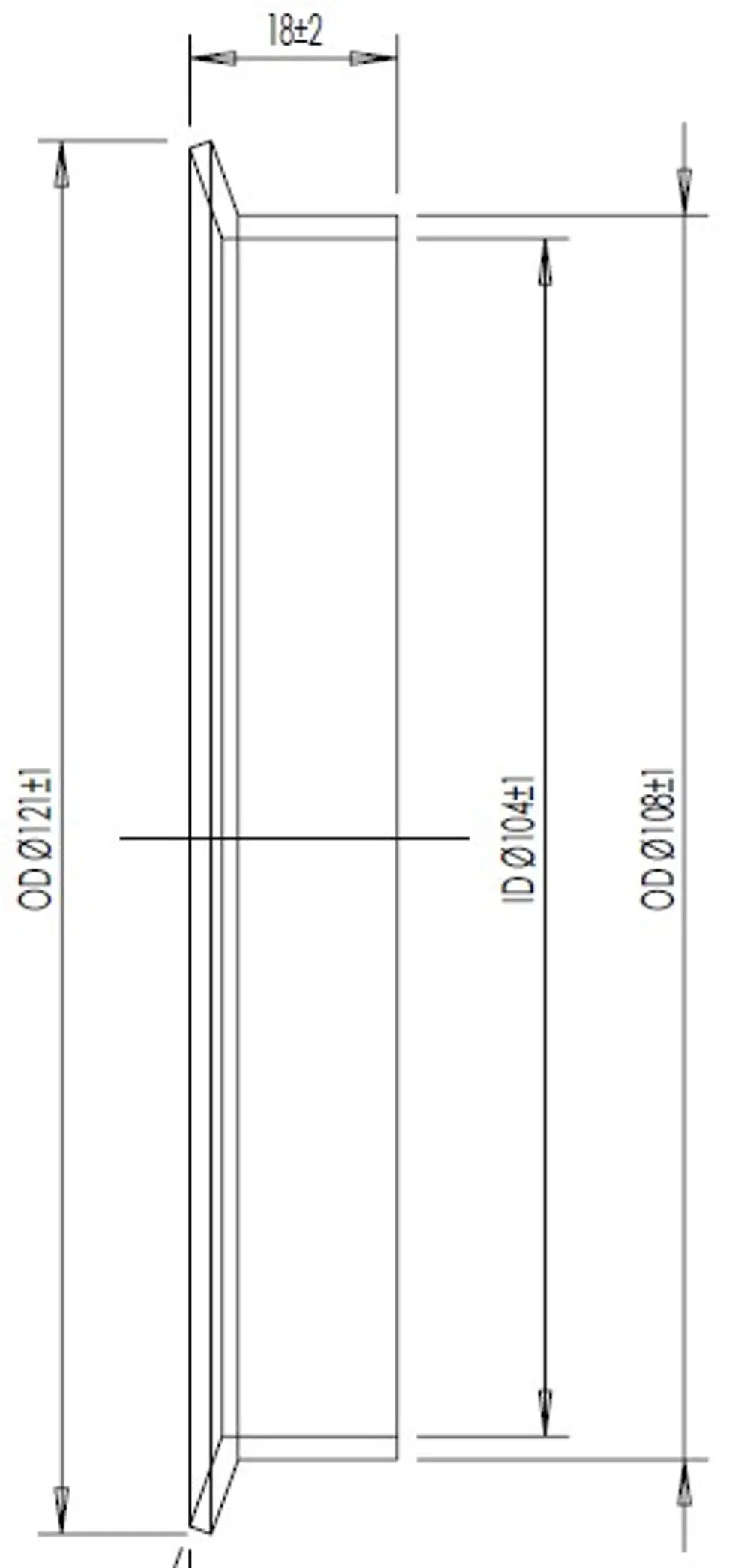 Raccordo tubo femmina per stile DAF, Ø=108 /L=18 mm, ALU - 78217