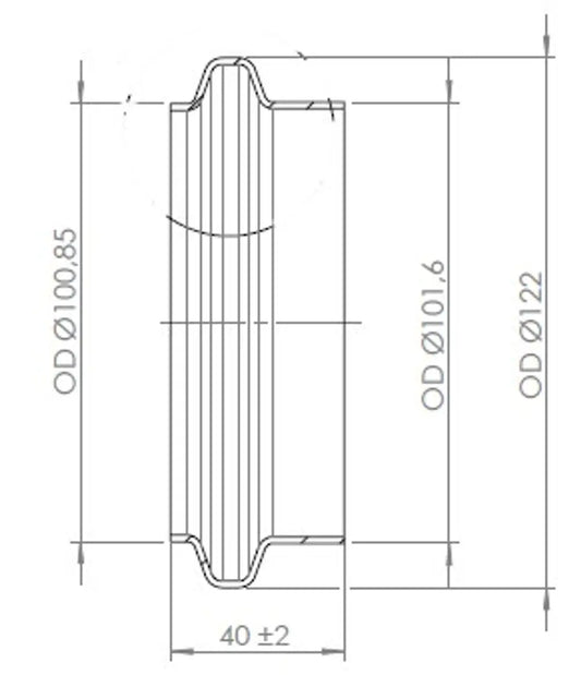 Raccordo tubo maschio per stile Volvo, Ø=101.6 / L=40 mm, INOX - 78223