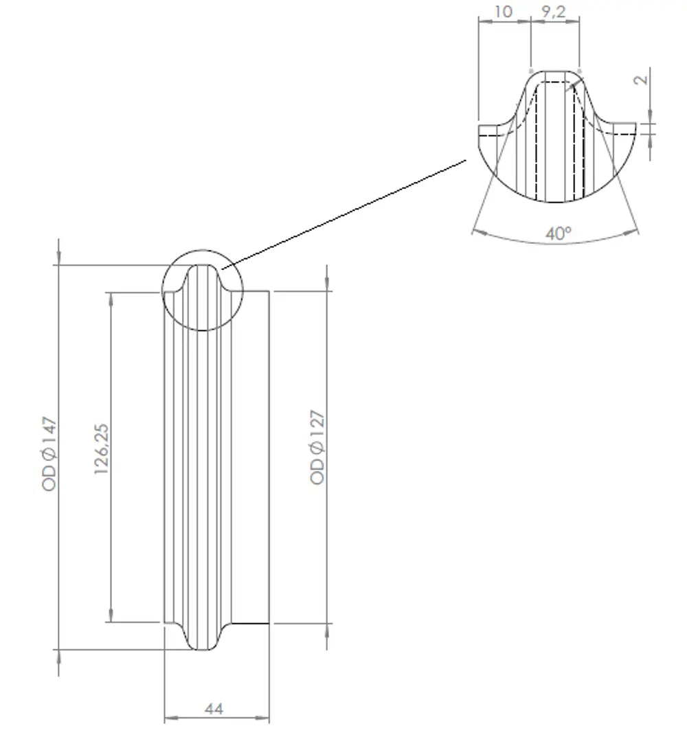 Raccordo tubo maschio per stile Volvo, Ø=127 / L=44 mm, ALU - 78227