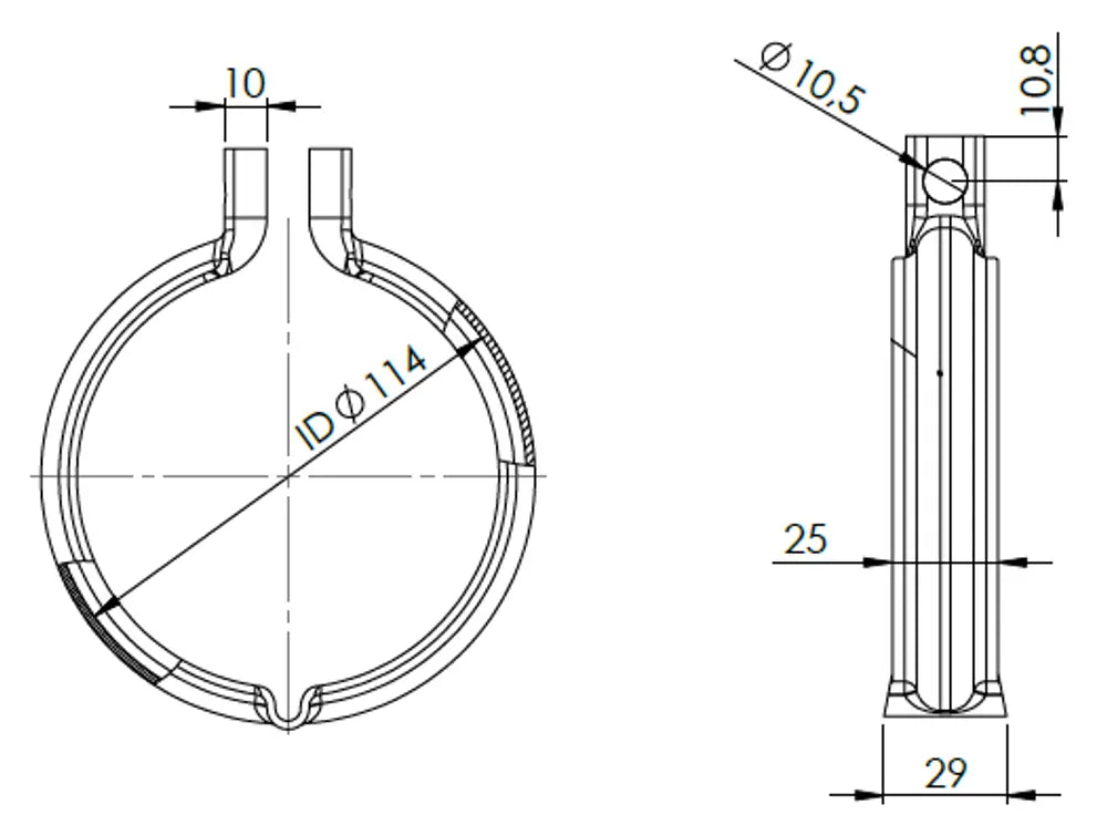 Fascetta a V per Volvo, Ø=114 / L=29 mm, ALU - 80905