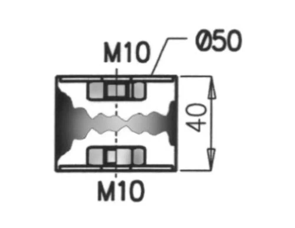 Supporto in gomma per Volvo, Ø=50 / L=40, M10, ZINC - 80951
