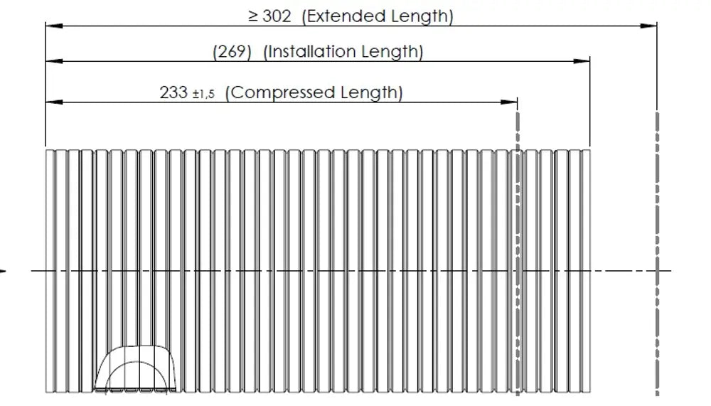 Tubo flessibile, D2S+, OD/ID=118.9/115.5 L=233, SS - 82187
