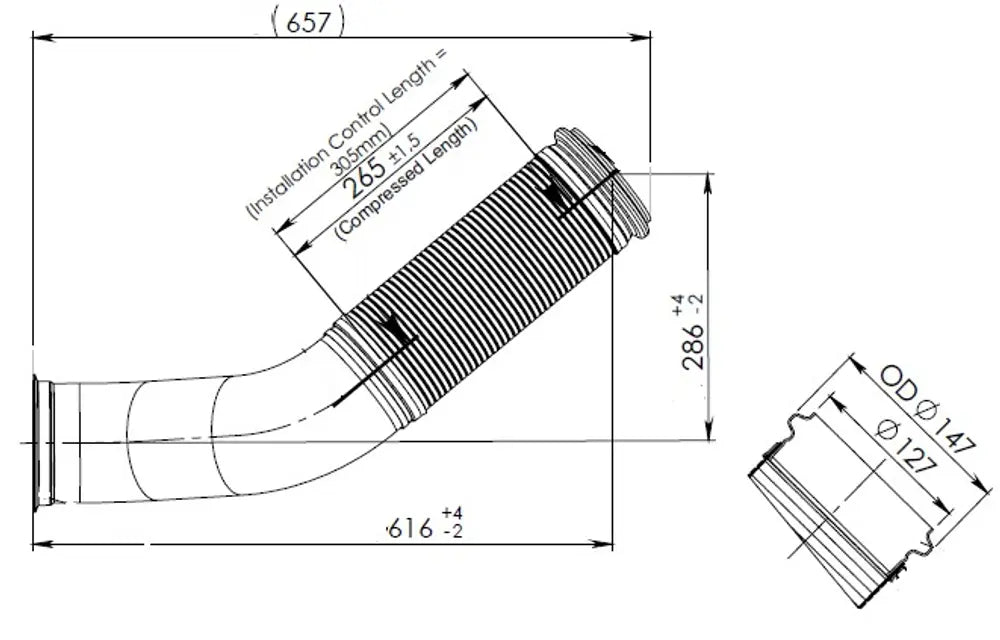 Tubo di scarico con flessibile, D3S per Volvo - 82235