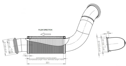 Tubo di scarico con flessibile, D2S per Volvo - 8AA006