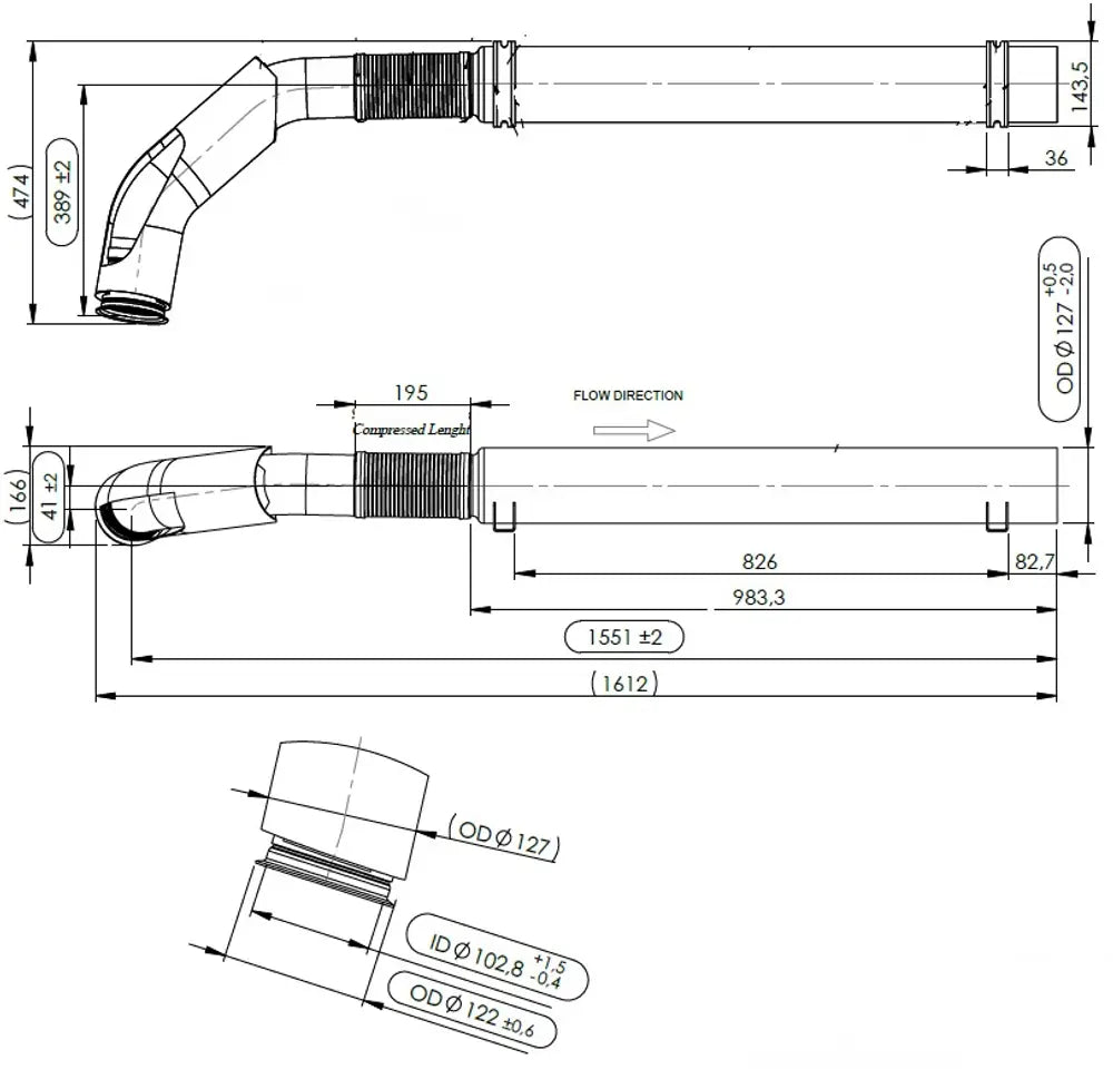 Tubo di scarico con flessibile, D2S+ per Renault/Volvo - 8AE005