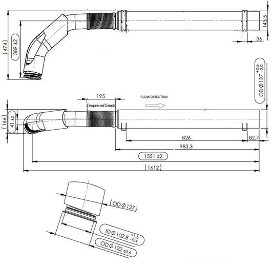 Tubo di scarico con flessibile, D2S+ per Renault/Volvo - 8AE005