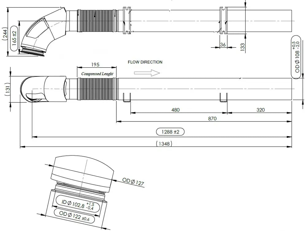 Tubo di scarico con flessibile, D2S+ per Renault/Volvo - 8AE020