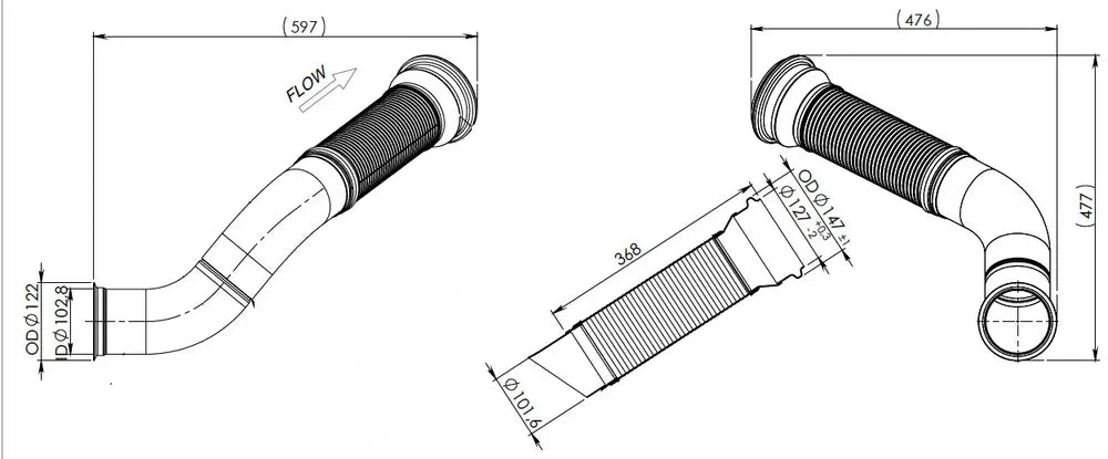 Tubo di scarico con flessibile, D3S per Renault/Volvo E-line - 8AE035