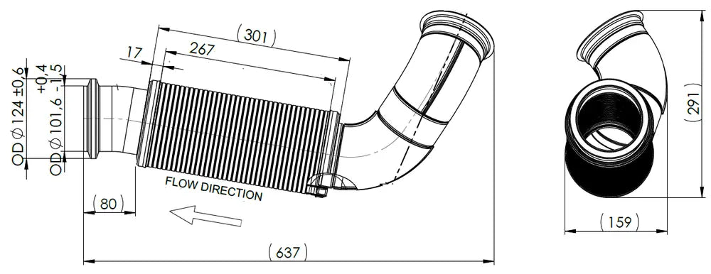 Tubo di scarico con flessibile, D2S per Renault/Volvo - 8AA005