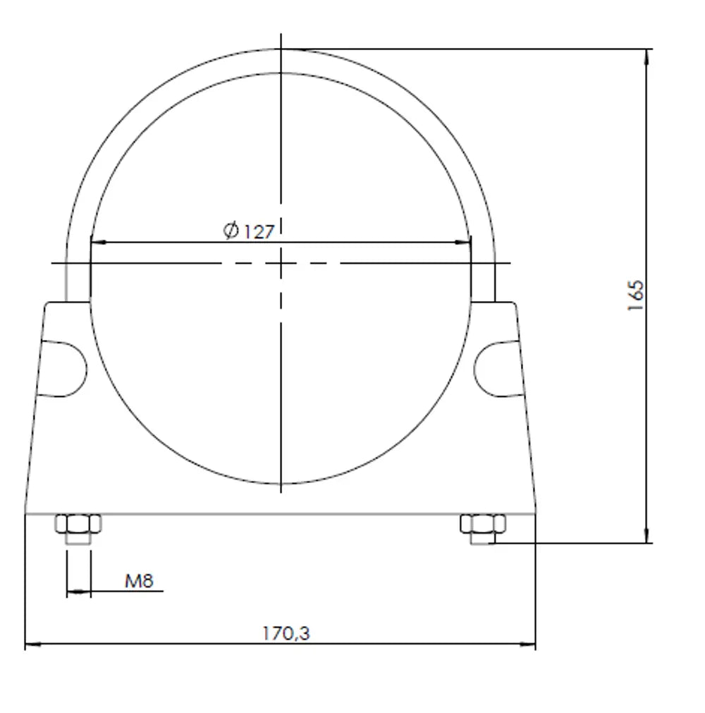 Fascetta a U per Foden, Ø=127 / L=165, M8, ZINC - 90127