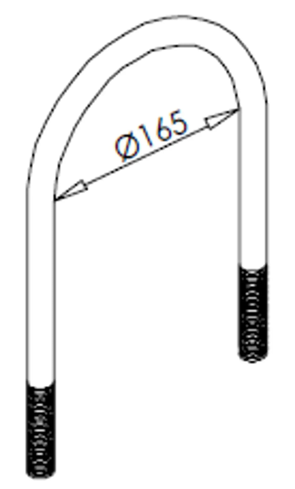 Fascetta a U, Ø=165/L=220 mm, M10, ZINC - 90165