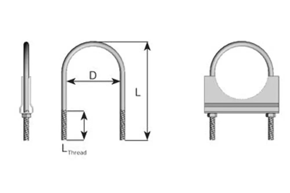 Fascetta a U, Ø=92/L=140 mm, M10, ZINC - 90192