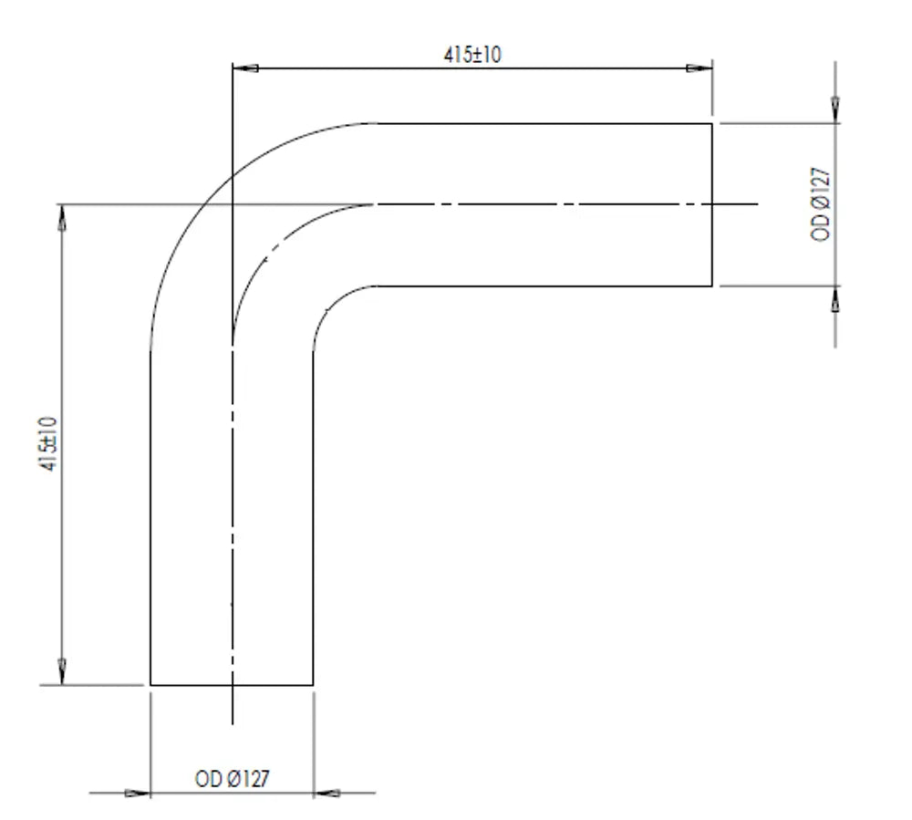 90ø Curva di scarico, OD=127 / L=415, ALU - 91127