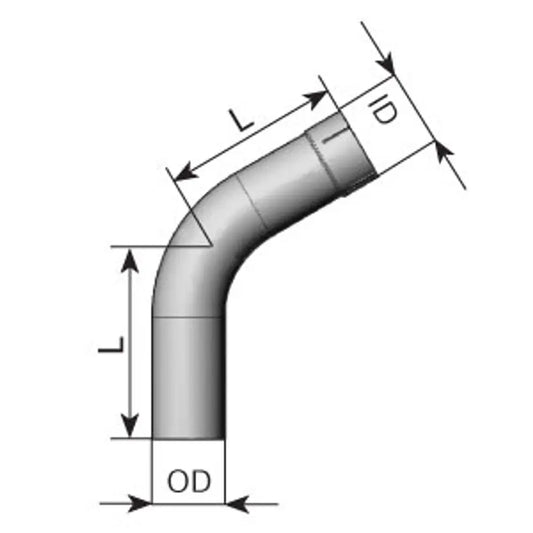 60ø Curva di scarico, OD/ID=70/70.3, L=200, ALU - 92370