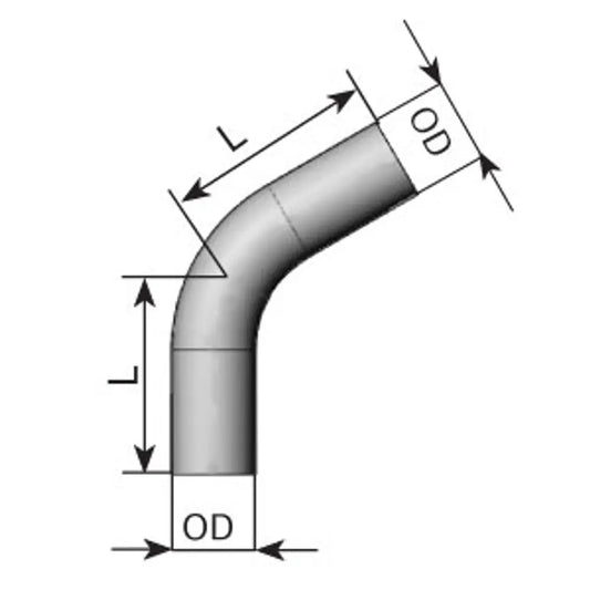 60ø Curva di scarico, OD=110 / L=360, ALU - 92510