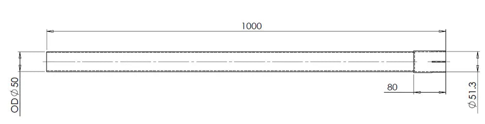 Tubo di prolunga, OD/ID=50/51.3 / L=1000, ALU - 93051