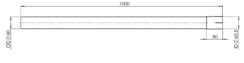 Tubo di prolunga, OD/ID=60/60.5 / L=1000, ALU - 93060