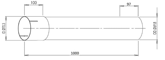 Tubo di prolunga, OD/ID=69.8/70.3 / L=1000, ALU - 93070