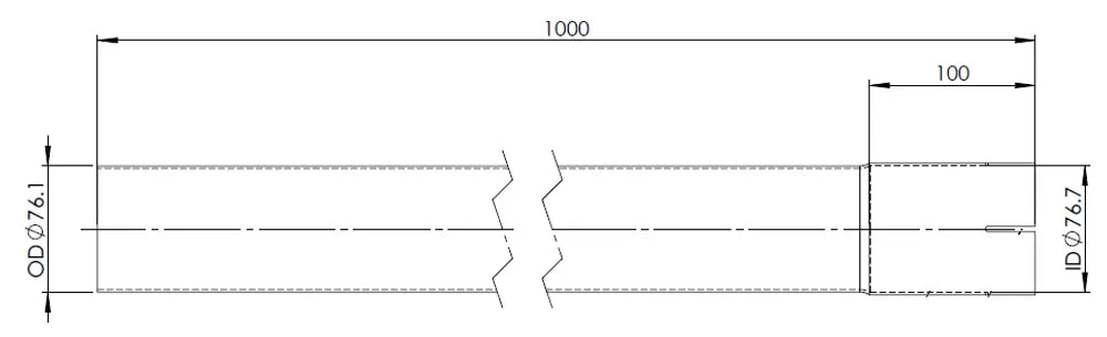 Tubo di prolunga, OD/ID=76.2/76.7 / L=1000, ALU - 93076