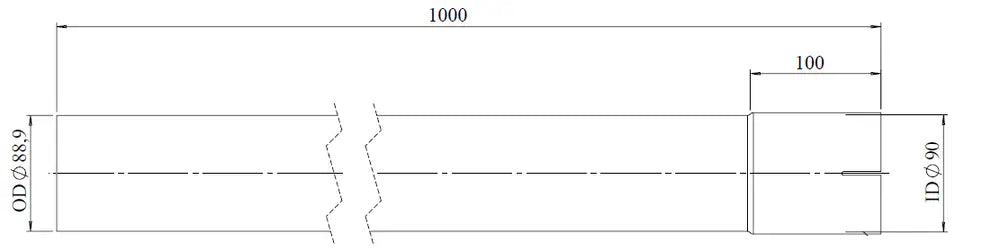 Tubo di prolunga, OD/ID=88.9/89.4 / L=1000, ALU - 93089