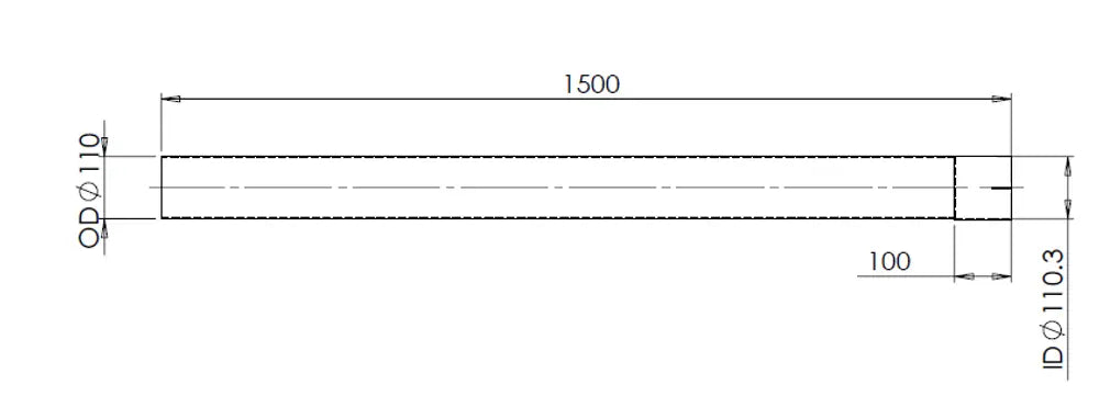 Tubo di prolunga, OD/ID=110/111 / L=1500, ALU - 93110