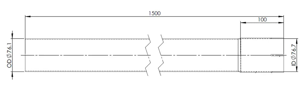 Tubo di prolunga, OD/ID=76.2/76.7 / L=1500, ALU - 93176