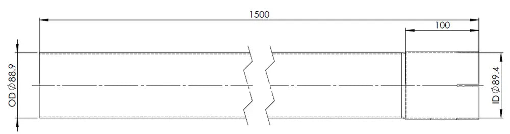Tubo di prolunga, OD/ID=88.9/89.40 / L=1500, ALU - 93189