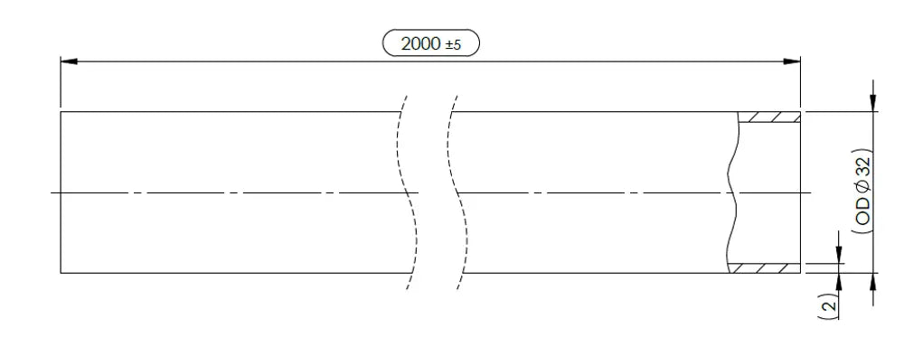 Tubo di scarico, OD=32 / L=2000, SPD - 93332