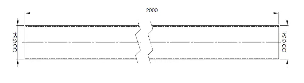 Tubo di scarico, OD=54 / L=2000, SPD - 93354