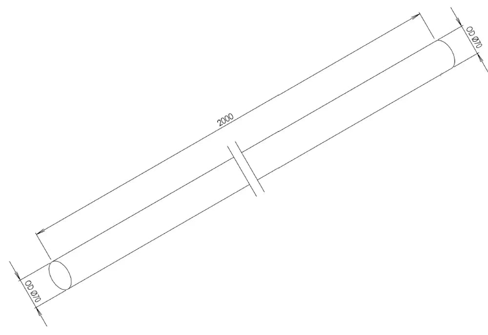 Tubo di scarico, OD=70 / L=2000, ALU - 93371