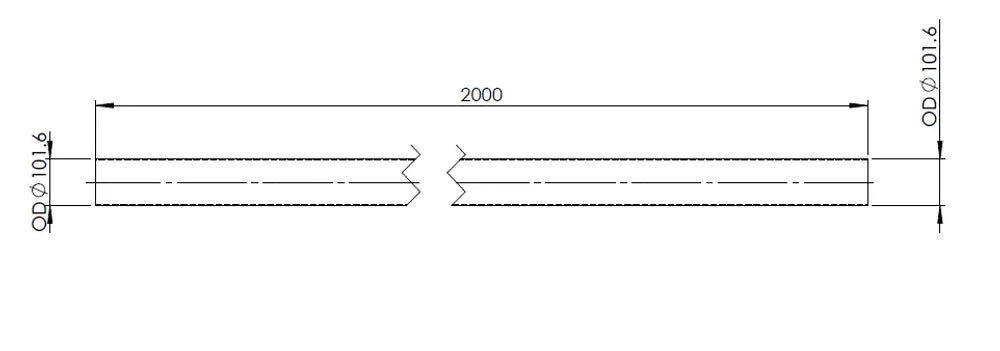 Tubo di scarico, OD=101.6 / L=2000, INOX - 93502