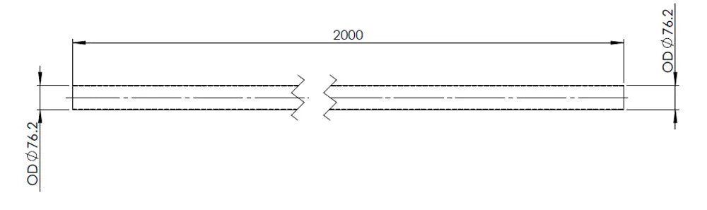 Tubo di scarico, OD=76.2 / L=2000, INOX - 93576
