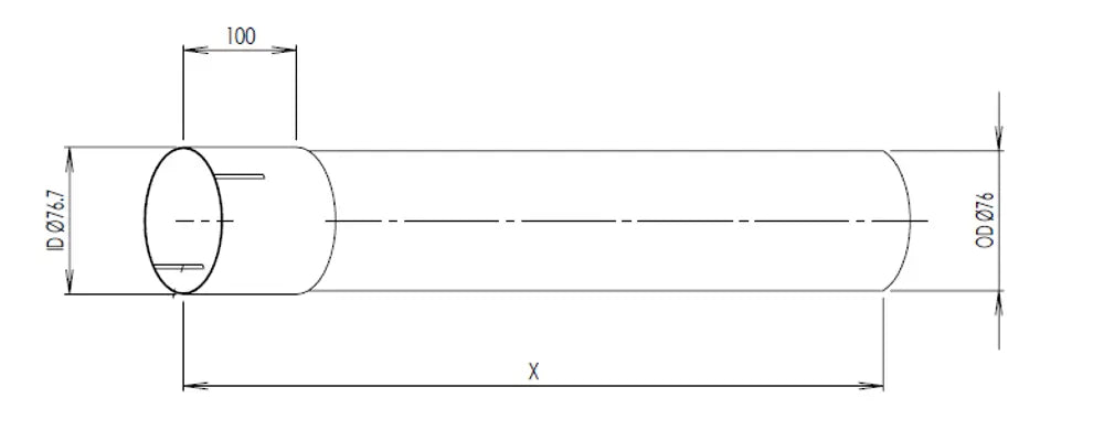 Tubo di prolunga, OD/ID=76.2/76.7 / L=1500, INOX - 93577