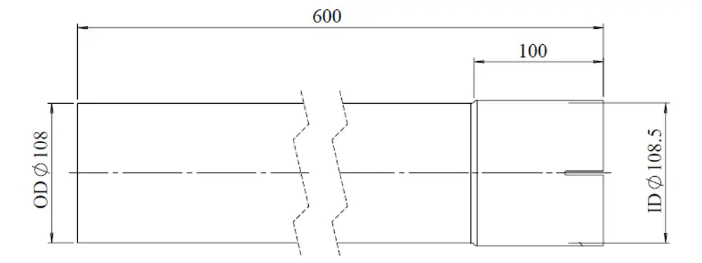 Tubo di prolunga, OD/ID= 108/108.5 / L=600, SPD - 93608