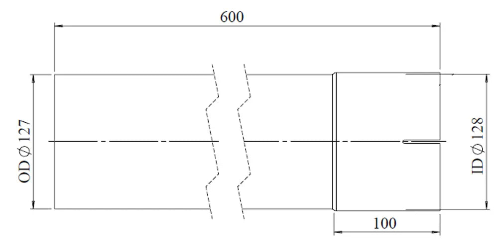 Tubo di prolunga, OD/ID= 127/128 / L=600, ALU - 93627